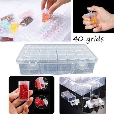 40 Grids Beads Storage Box Transparent Pp Plastic Beads Storage Box DIY Diamond Painting Dots Drilling Nail Art Tools Storage Case