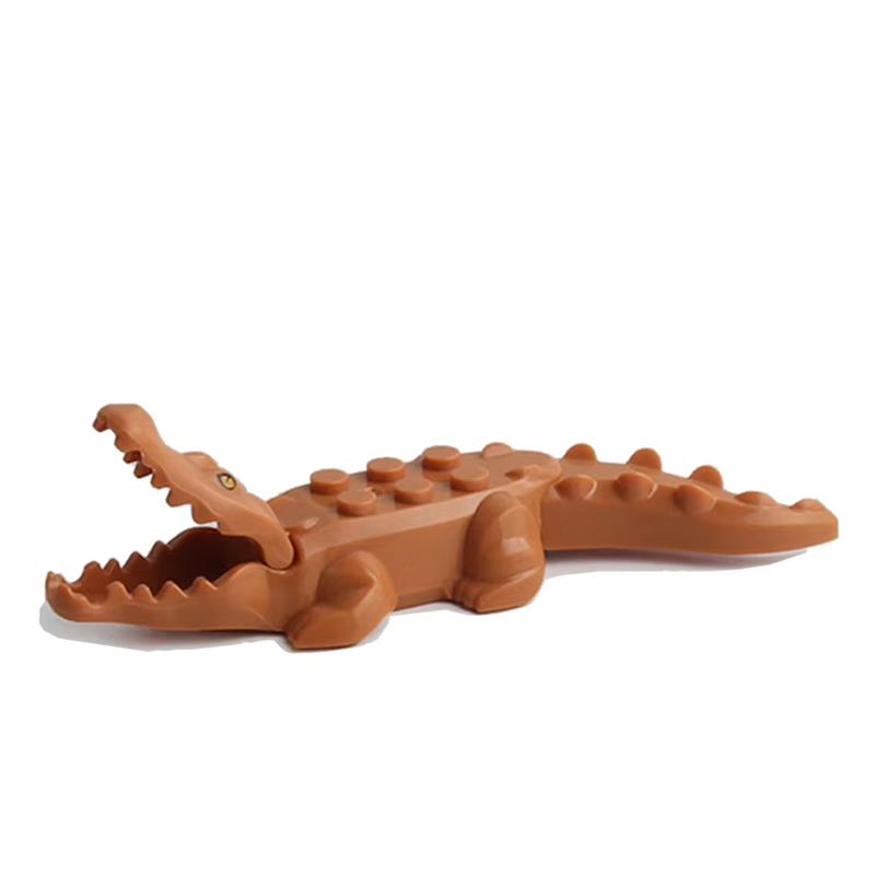 MOC Farm Zoo Animal Building Blocks Crocodile Shark Dolphin Chimpanzee Cow Leopard Educational Game Accessories Bricks Kids Toys