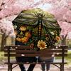 1PC Dragonfly FlowersAutomatic Open/Close Umbrella with Windproof, 8-Rib Sturdy Canopy, Durable Ribs, Fashionable Design, Outdoor Accessory, Fun Prin,