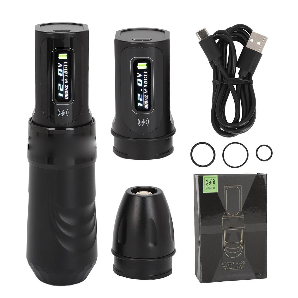 2 In 1 Wireless Tattoo Pen Kit 2000mAh Dual Battery Charging RCA Interface Rotary Tattoo Machine