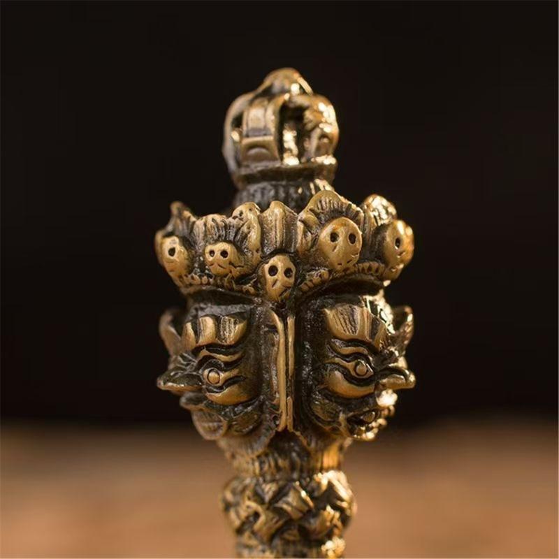Metal Vajra Gold Dorge Antique Dorjes Buddhism Dorjes Phurba Amulet Ritual Items of Tibetan Buddhism Fengshui Ornament