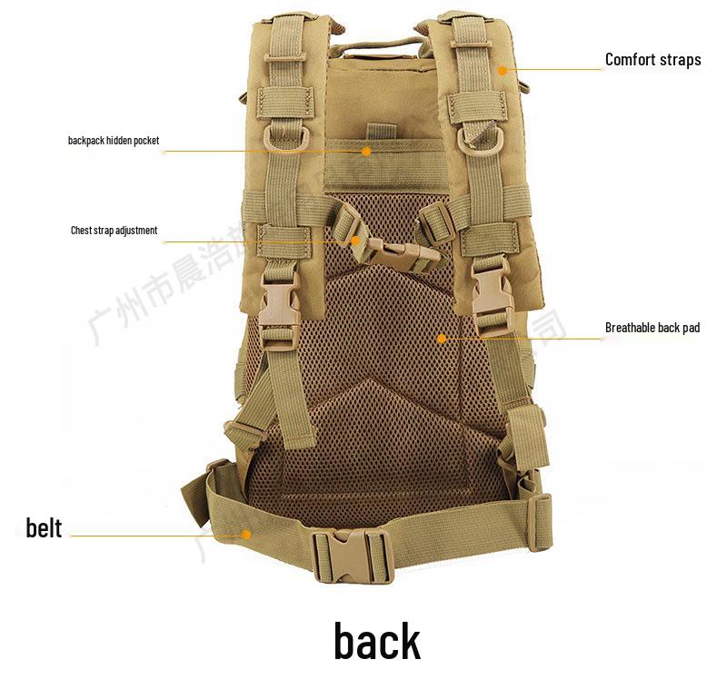 Tactical 3P Assault Backpack - Large Capacity Camo for Travel, Mountaineering, Hiking, Adventure & Camping with Load Reduction.