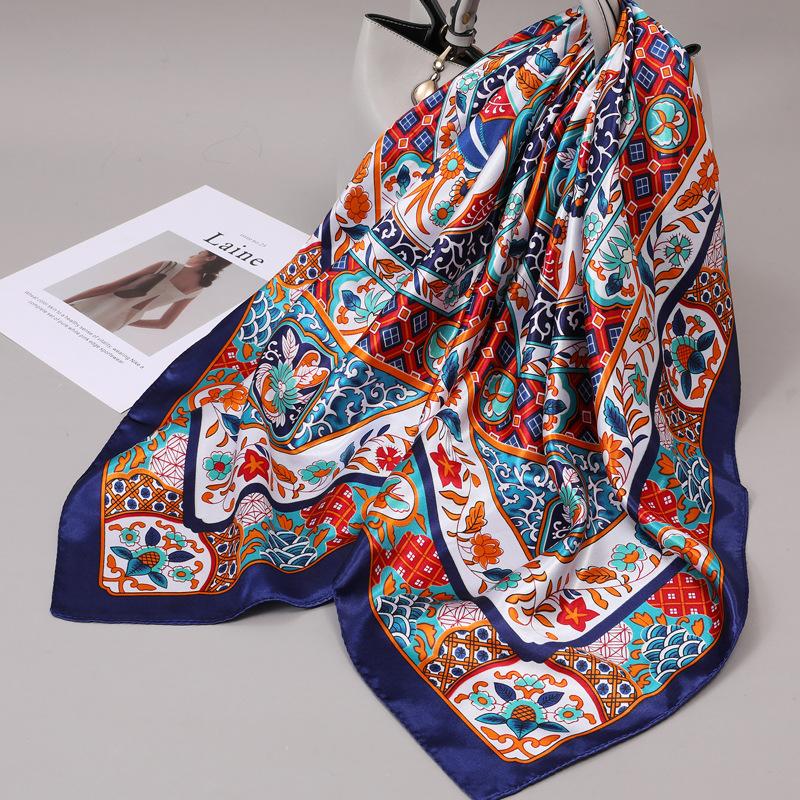 90 Square Scarves, Silk Scarves, Women's New Spring and Summer High-end Sense Versatile, Thin Scarves, Shawls Outside
