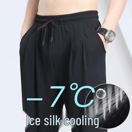 Affordable Men's Wide-Leg Ice Silk Mesh Quick-Dry Plus Size Casual Pants for Summer