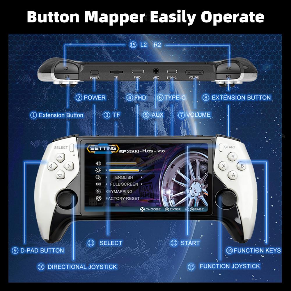 New Retro Handheld 5 Inch IPS Screen Pocket Game Console FHD Video Game Machine Support Two Players For PS1/MAME Classic Games