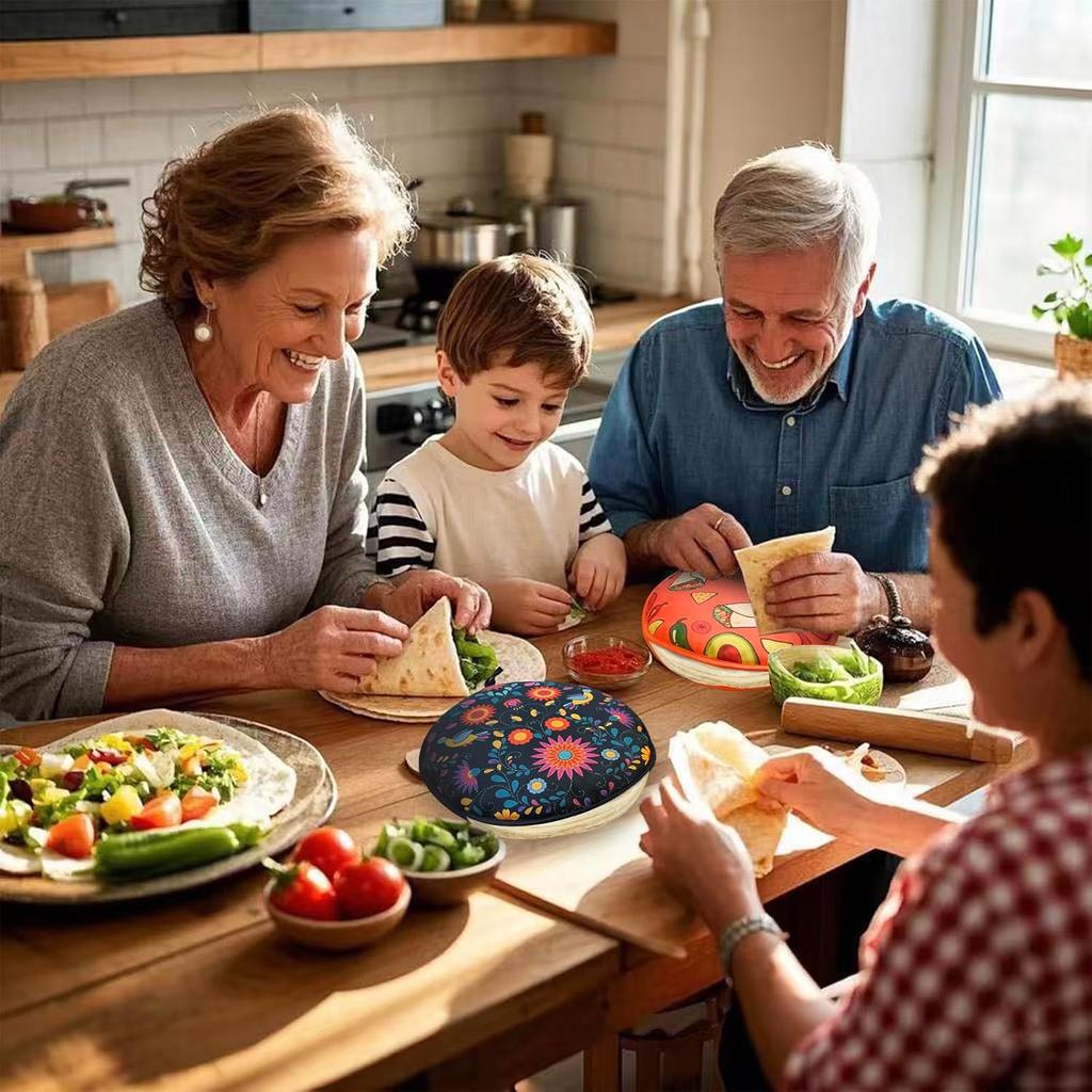 2 PACK Large Tortilla Warmers, Premium ulated Fabric Pouch Keeps Tacos, Naan, Pizza & Flour Tortillas Cozily Warm, Microwavable & Classic, Ideal for