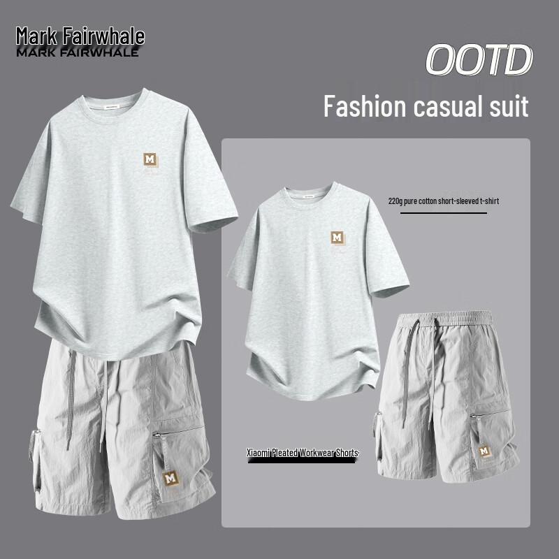 MARK FAIRWHALE Men s Summer Lightweight Cotton Casual Set M