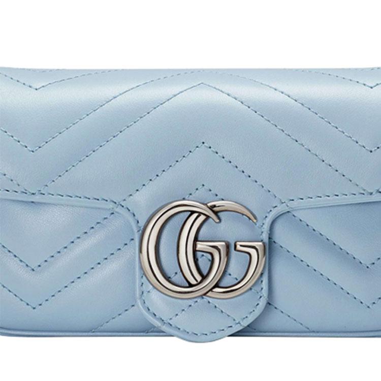 Gucci GG Marmont Borsa Super Mini Azzurro Pastello Donna Borse a Spalla 476433-DTDCP-4928