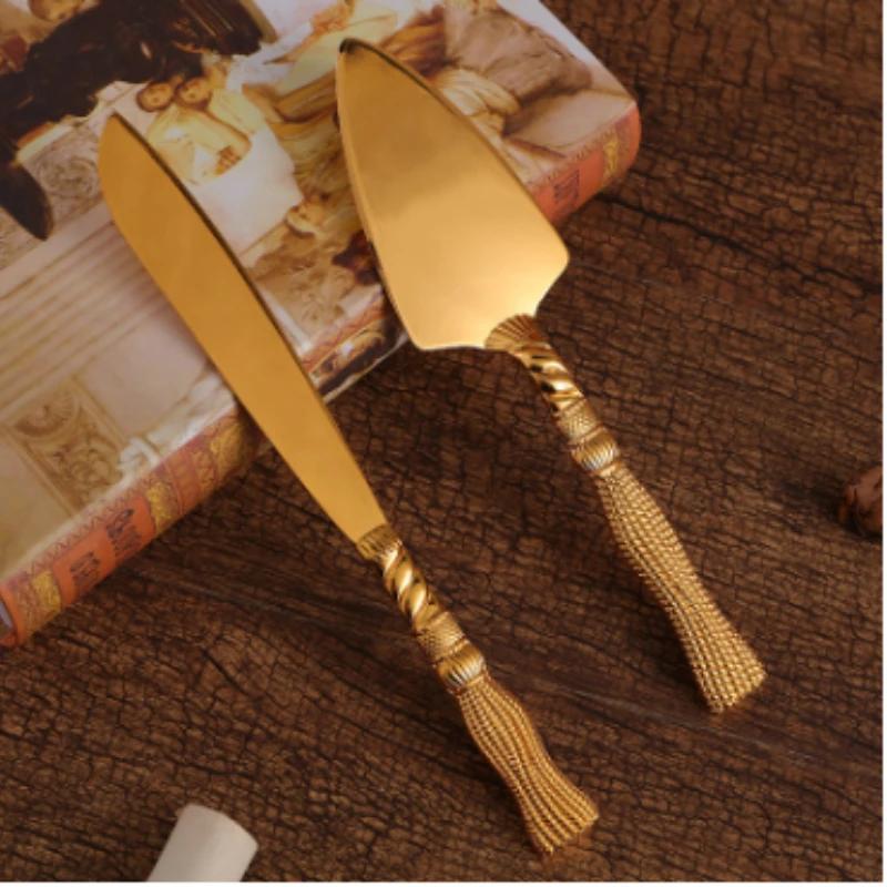 2Pcs Wedding Cake Knife and Shovel Pizza Bread Knife Wedding Supplies Cake Knife Triangle Bread Shovel Baking Tools