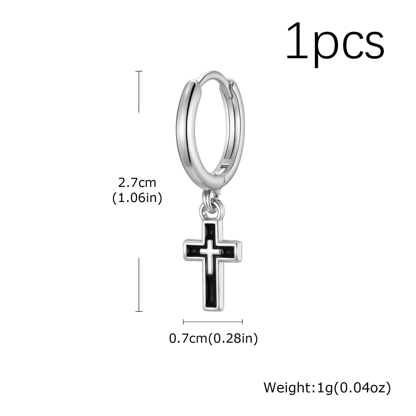 

Classic Punk Cross Pendant Hoop Earrings for Men Fashion Not Fade Drop Earrings Waterproof Piercing Jewelry Gift