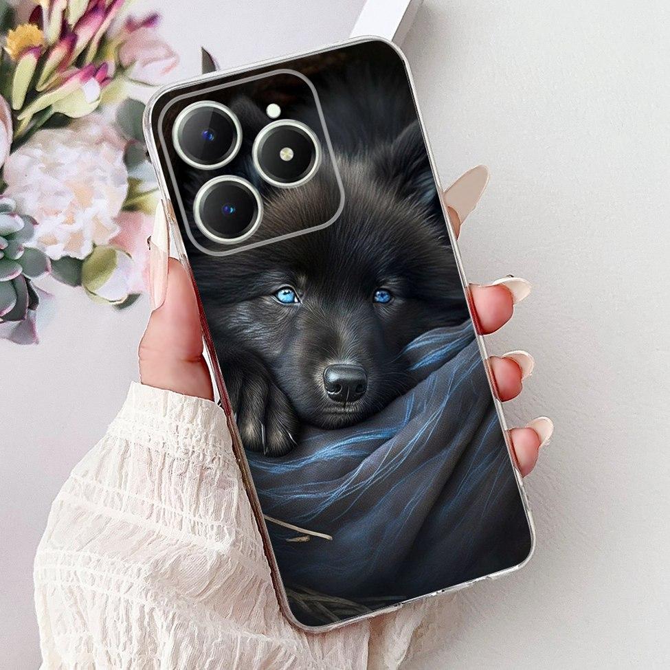 4G Clear For Realme Note 60 Case RMX3933 Luxury Butterfly Love Flowers Cool Lion Painted Phone Case For Realme Note 60X RMX3938