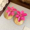 Oil Drip Orchid Flower Shell Earrings Butterfly Orchid Ear Pendant Floral Ear Studs  Daily