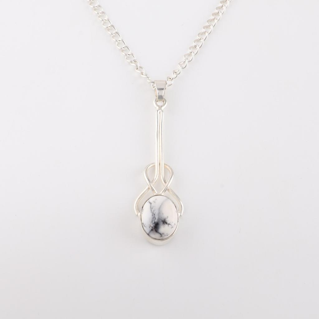 Rare Dendritic Opal Gemstone 925 Sterling Silver Jewelry Handmade Pendant 1.79" PP-60-35
