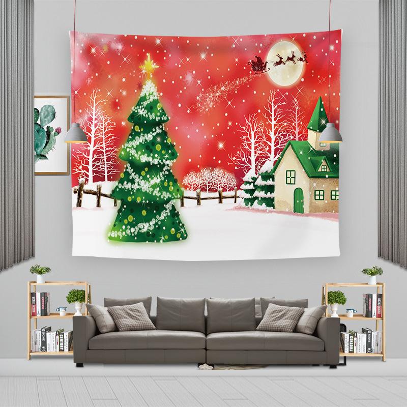 Cartoon Weihnachtsmann Wandbehang Wandteppich Frohe Weihnachten Wandteppich Hintergrundtuch Polyester Fröhliche Frohe Weihnachten Wandteppiche