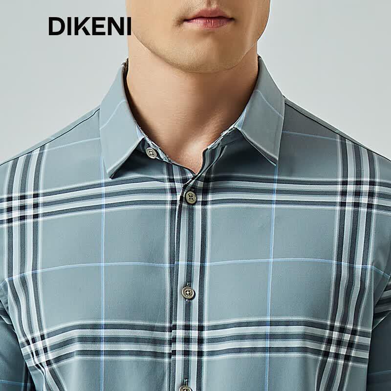 DIKENI Men's Silk Blend Cooling Plaid Short-Sleeve Shirt