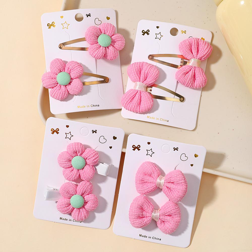 8Pcs/Set Children'S Cute Material Flower Bow Pair Clip Hair Accessories Set Girl Hairpin Temperament Clip Baby Headdress