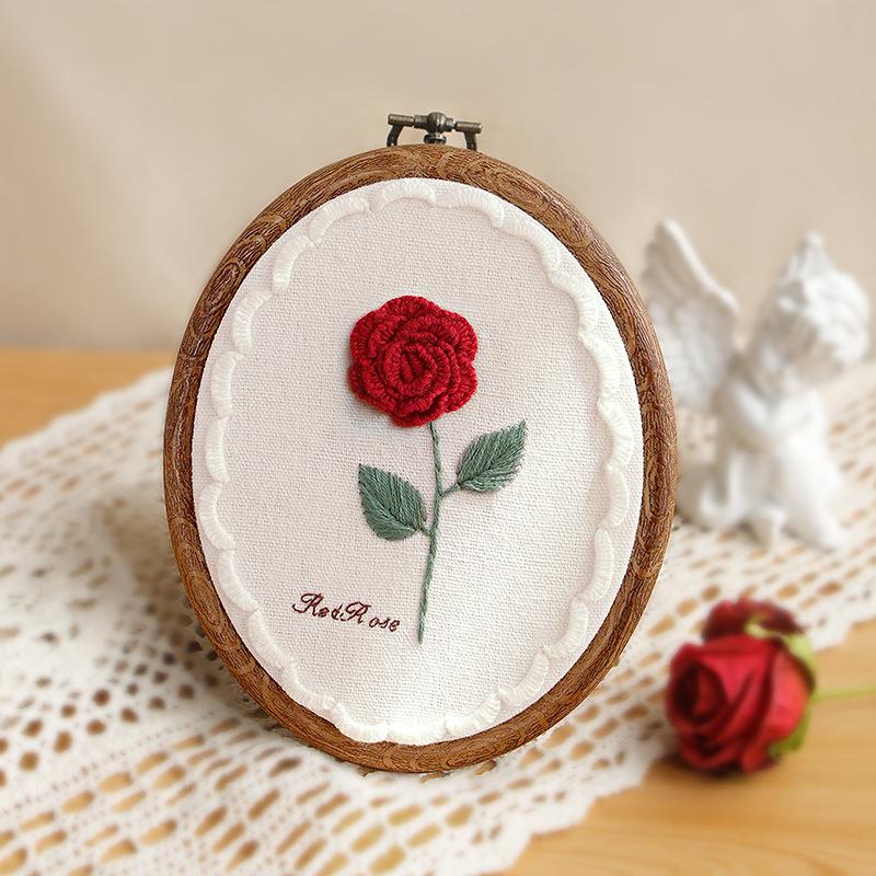 Handmade Embroidery Kit DIY Material Package 3D Cross Stitch Circular Ornament Contain Embroidery Tools Embroidery Frame