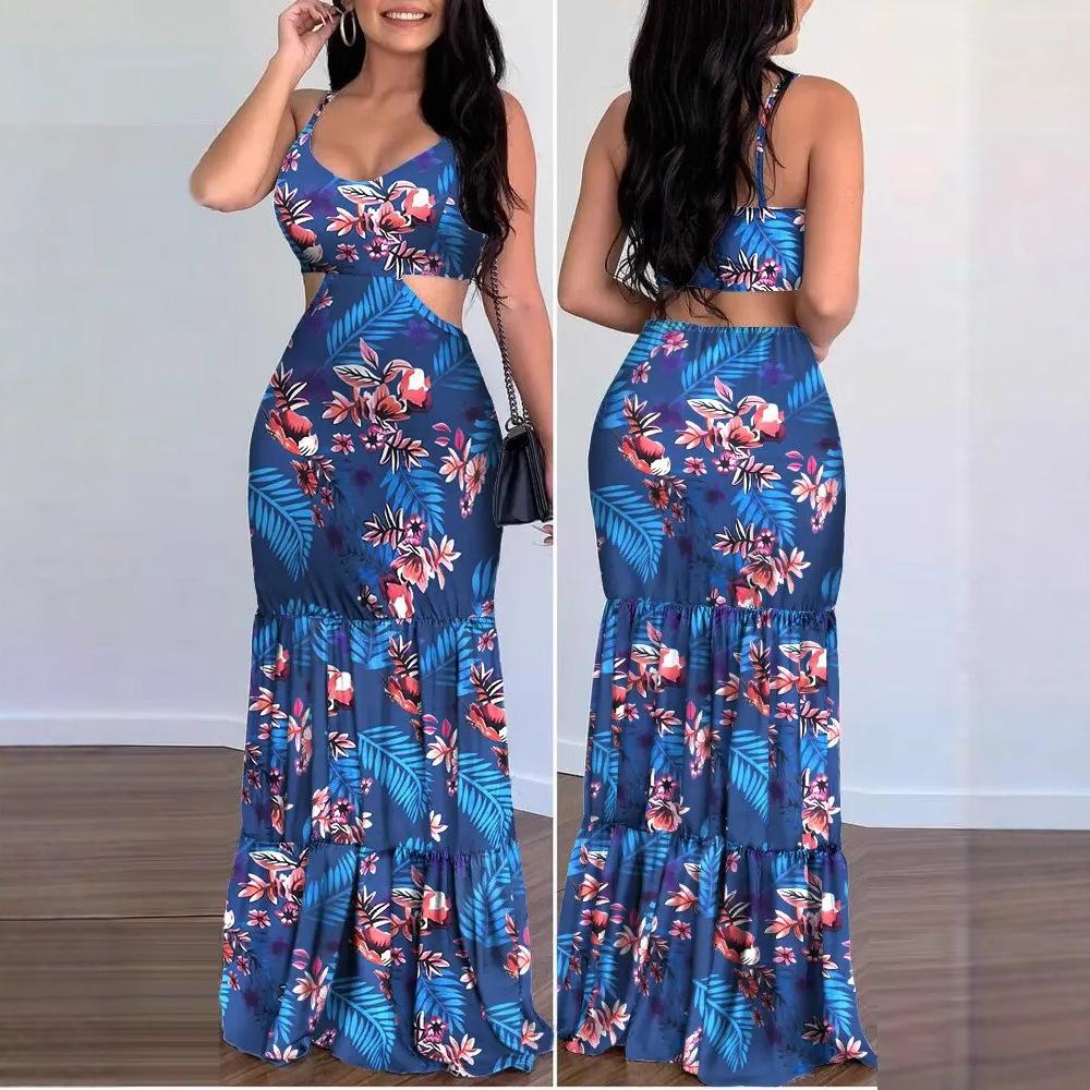 2026 Spring Casual Women's V-neck Pencil Dress Strap Long Dress