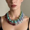 Multi-color Short Necklace Simple Choker Fashionable Exaggerated Beaded Necklace  for Women Girls
