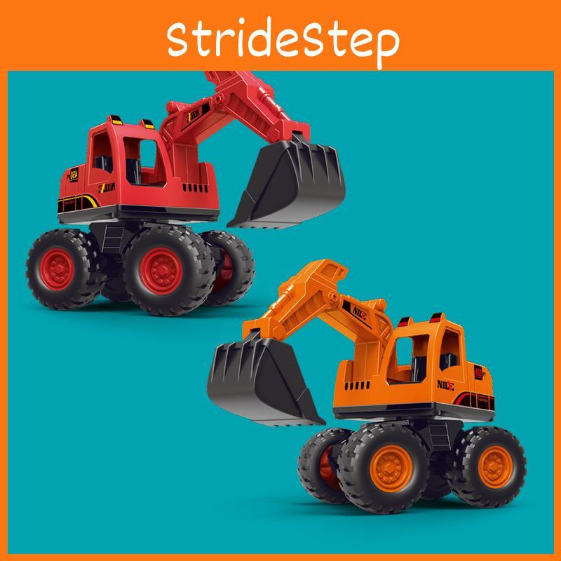 Plastic Toy Excavator For Kids With Inertia Drive And Movable Attachments