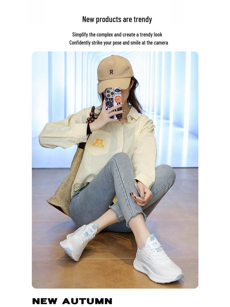 New Korean Style Breathable Mesh Women's Casual Flyknit Sneakers