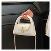 Chic Solid Color Faux Leather Shoulder Bag, Women's Semi Circle Handbag with Snap Lock, Trendy Commute Crossbody Purse CLE