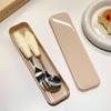 Stainless Steel Spoon Fork Chopsticks Set Ceramic Handle with Storage Box Carrot Spoon Fork Cartoon Portable Tableware Travel