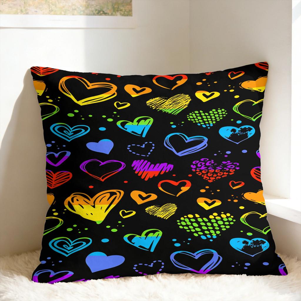 Colorful Heart Pillow Cover Fashion Pillow Case For Wedding Party Home Decor Graphic Cushion Cover Gift