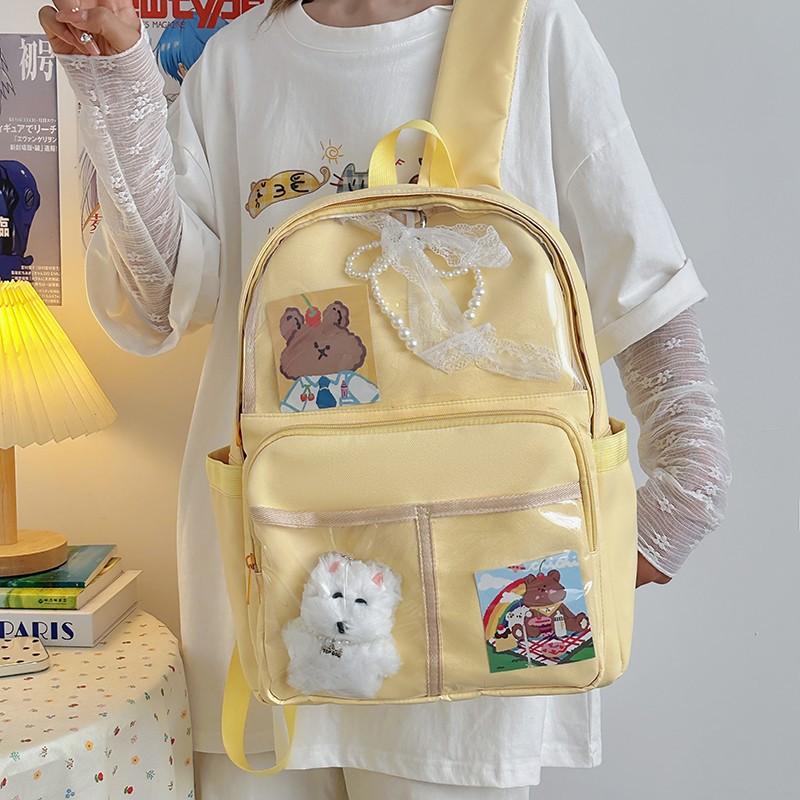Schoolbag student female new large-capacity two-dimensional versatile backpack commuter baby bag transparent schoolbag backpack pain bag