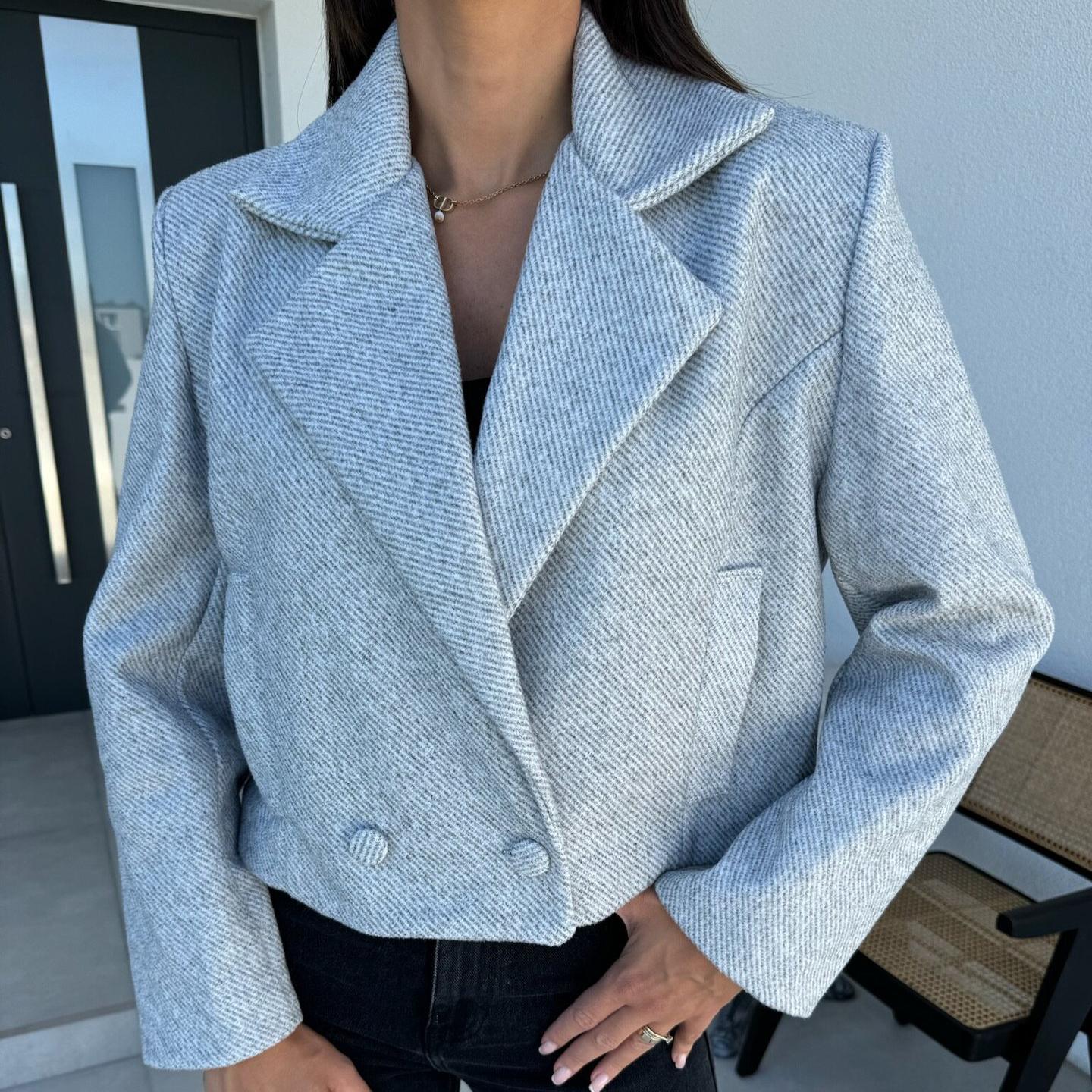 

Женская мода повседневная осень-зима однотонная принт с длинным рукавом поло женская одежда шерстяное пальто блузки и рубашки XXL светло-серый