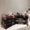 Tassel Mint Chocolate Color Plaid Scarf Plush Long Shawl Windproof Winter Cashmere Scarves  Girl