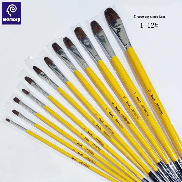 

Recollection Round-tip Wolf Hair Paintbrush Set - 12 Wooden Handle Brushes for Watercolor and Gouache Art. No. 1 жёлтый