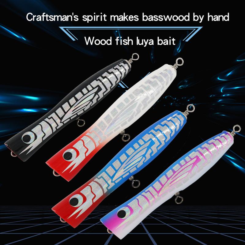 Popper di Legno Colorato Esca da Pesca in Mare Occhio di Pesce Simulato Esche Bioniche Stick Esche da Lancio Pesca