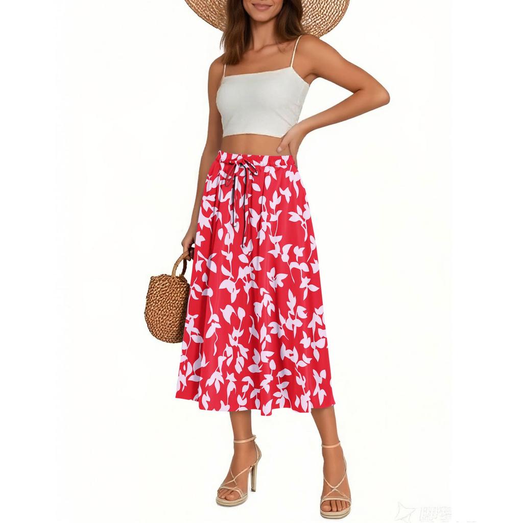 Women's Skirt Bohemian Skirt Floral Print Casual Temperament Pocket Skirt