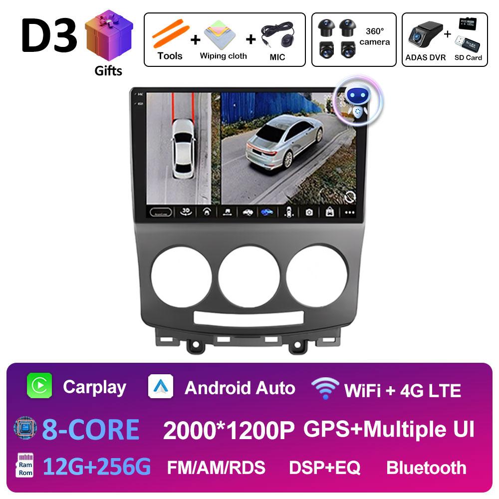 9 Inch Android Auto For MAZDA 5 2005 2006 2007 2008 2009 2010 Wireless Carplay Cooling Fan WIFI QLED IPS Screen WIFI Accessories