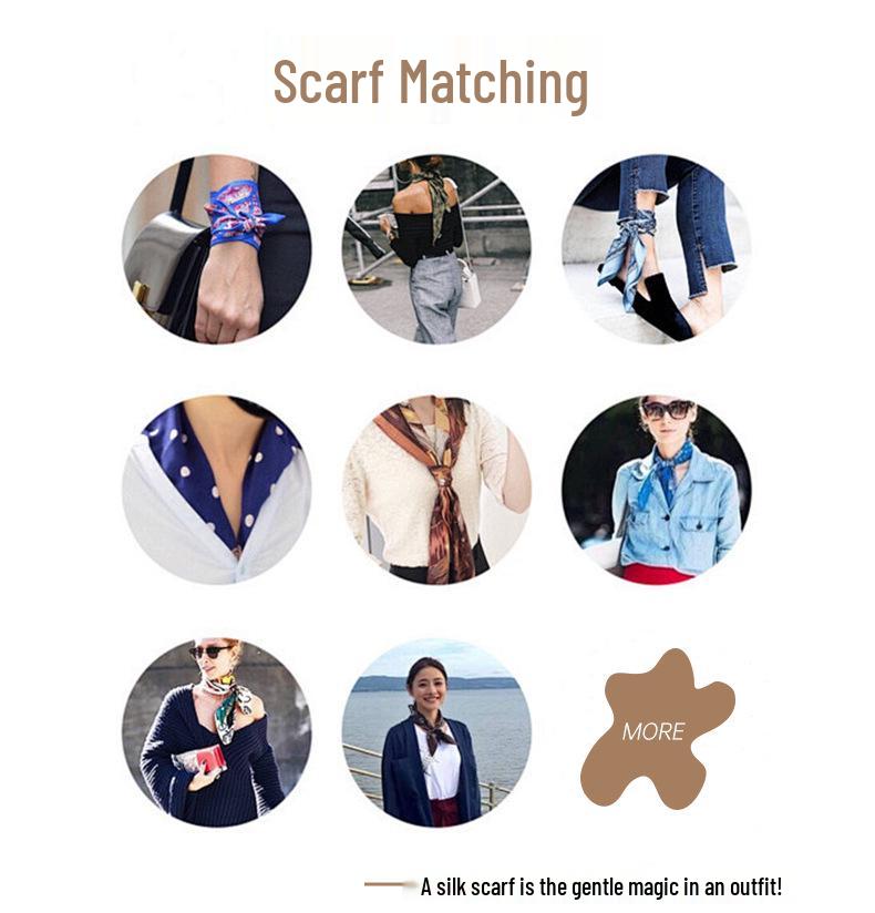 Women's Custom Pattern Silk Square Scarf - Imitation Satin Hair Ribbon & Neckerchief