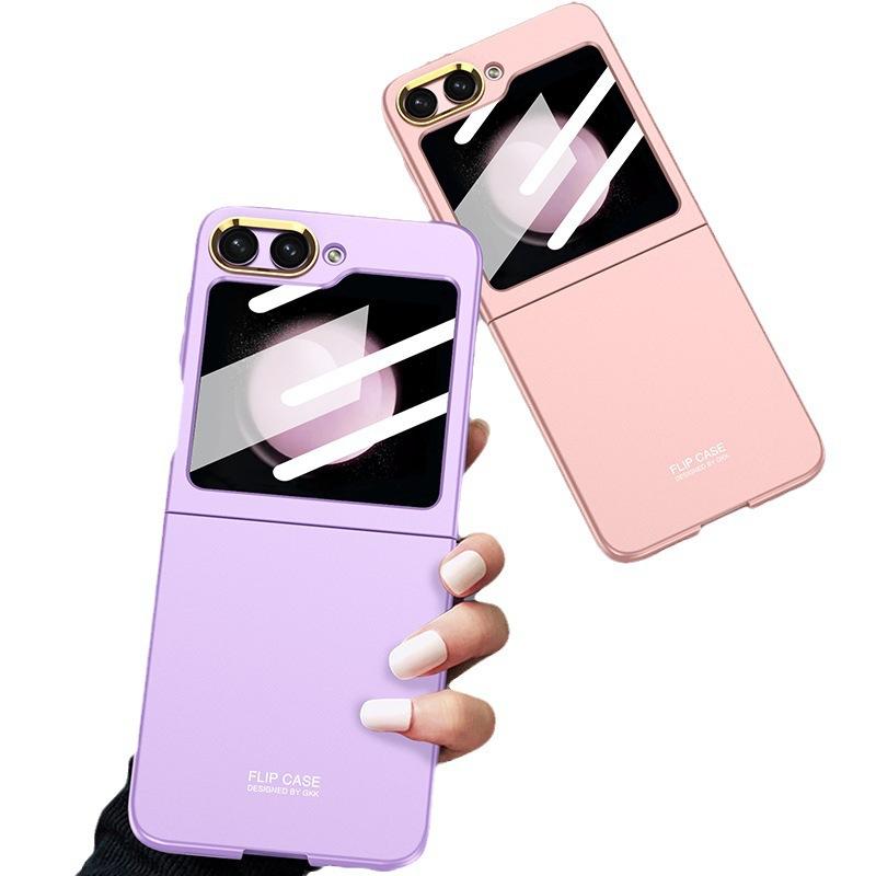 Applicable To Samsung Z Flip1 Mobile Phone Case Ultra-thin Contact Lenses Metal Lens Case Film Integrated Flip1 Anti-drop Protective Case