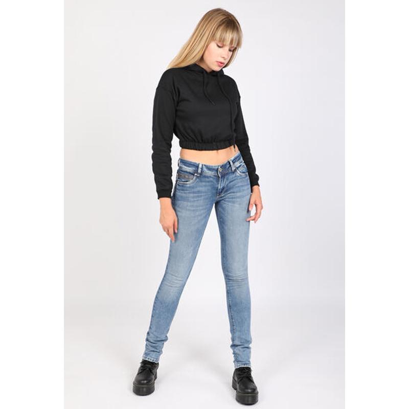 

Женские джинсовые брюки с синими карманами 620 34 синий