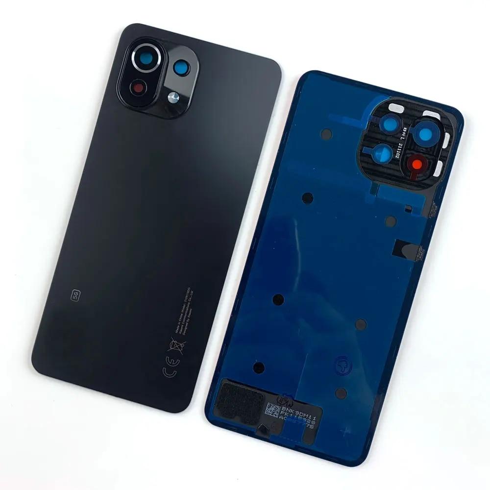 

Задняя стеклянная крышка для Xiaomi Mi 11 Lite 5G, сменная задняя дверь, крышка батарейного отсека, задний корпус Black with lens 5G