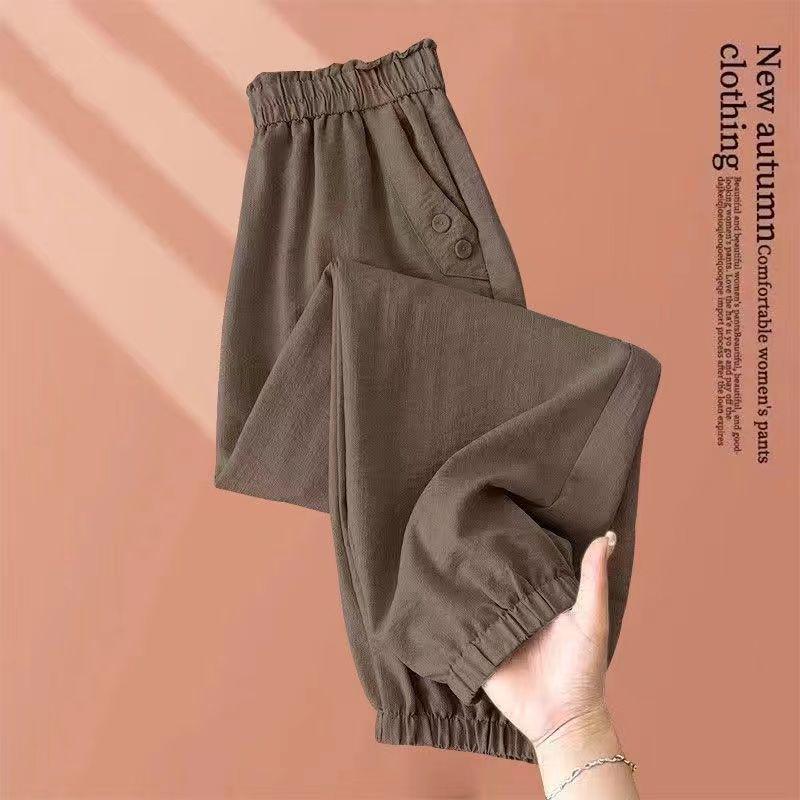 

Women s Summer High-Waist Ice Silk Cotton Linen Carrot Pants - Buy One, Get One Free M (Recommended 80-100 lbs)