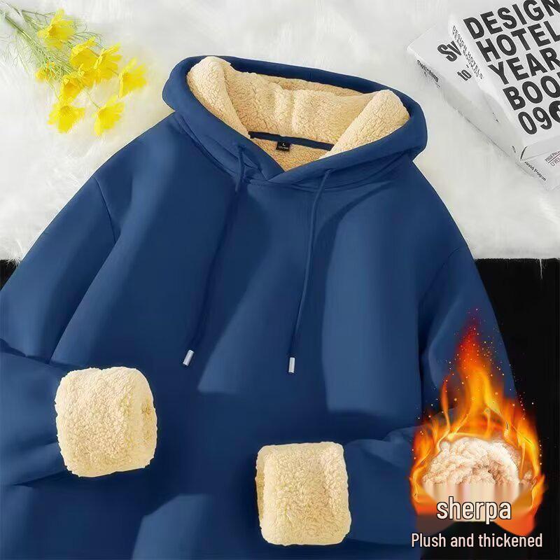 Men's Lambswool Hoodie - Autumn/Winter 2025 Unisex Style, Plus Velvet Thick Heavyweight Jacket