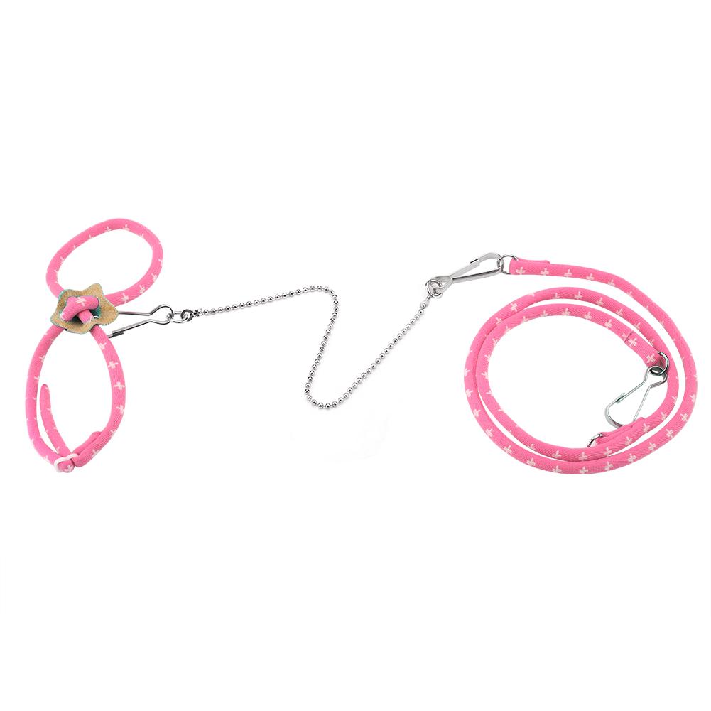 Haustier Hamster Verstellbares Geschirr Kleine Ratte Maus Trainingsleine mit Finderglöckchen(Rosa)