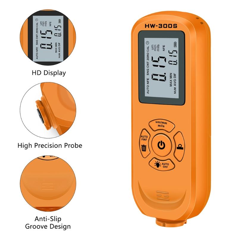 Coating Thickness Gauge with Calibration Sheet Digital Paint Depth Gauge Meter Rubber Protective Automatic F/NF 2 Colors