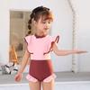 Cute Korean-Style Pink Lace Zipper Swimsuit for Girls