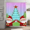 Tuniu Festive Santa Claus Christmas Bathroom Shower Curtain Set Waterproof Holiday Decor