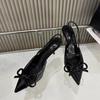Red patent leather pointed high heels 2025 spring new bow-decorated high heels empty bag head women's shoes after the word