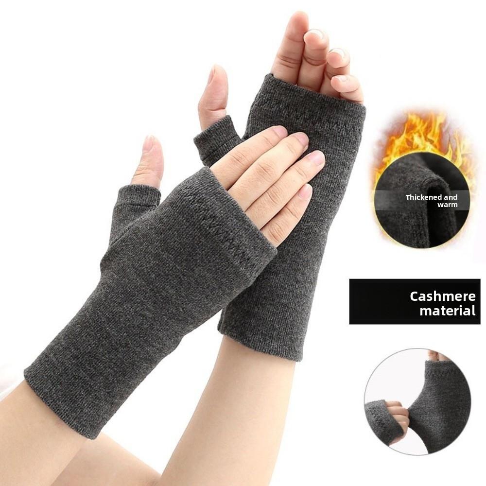 Solid Color Office Bare Finger Gloves Touchable Screen Driving Mittens New Skiing Gloves  Women