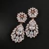 ZAKOL Fashion Water Drop Zircon Dangle Earrings For Women Luxury White Leaf Drop Earrings Bridal Wedding Party Jewelry