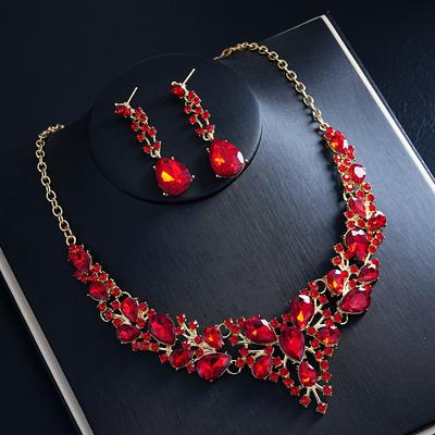 2026 Necklace Earrings Two-piece Bridal Wedding Dress Full of Diamonds with Accessories Women's Jewelry Set