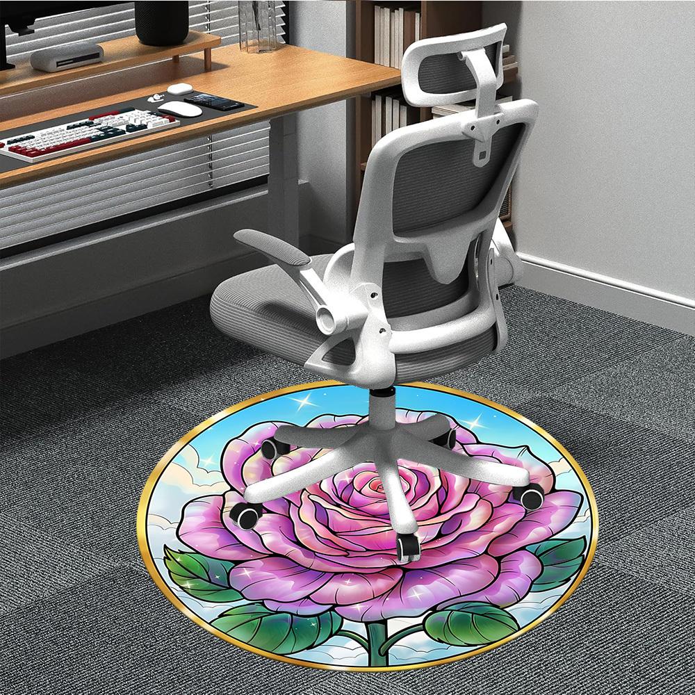 

1pc Rose Window Chair Carpet for Office - Durable, Ideal for Chair Mats, Stylish & Functional Decorative Rug yy260130079 80cm by 80cm